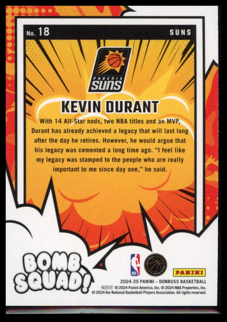 2024-25 Panini Donruss Basketball – Kevin Durant #18 Bomb Squad Suns