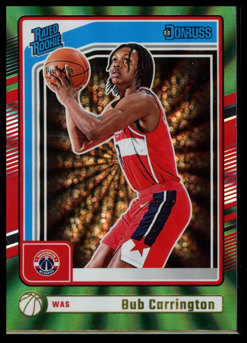 2024-25 Panini Donruss Basketball – Bub Carrington #220 RC Green Laser Wizards