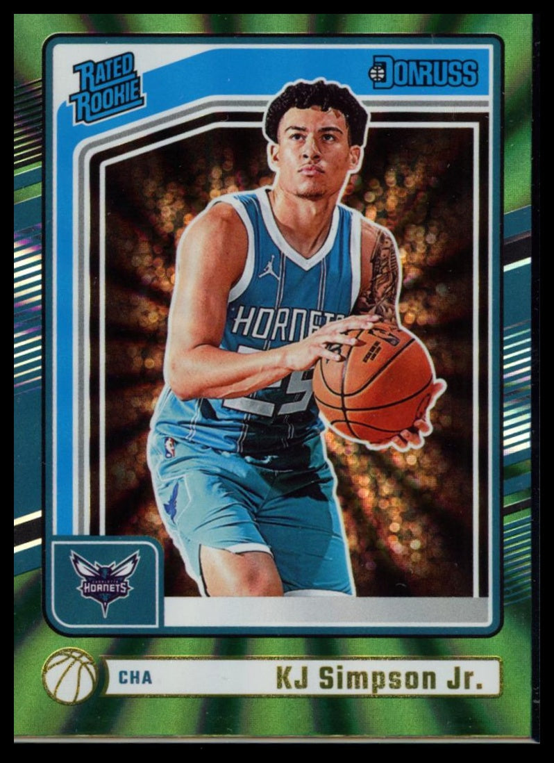 2024-25 Panini Donruss Basketball – KJ Simpson Jr. #247 RC Green Laser Hornets