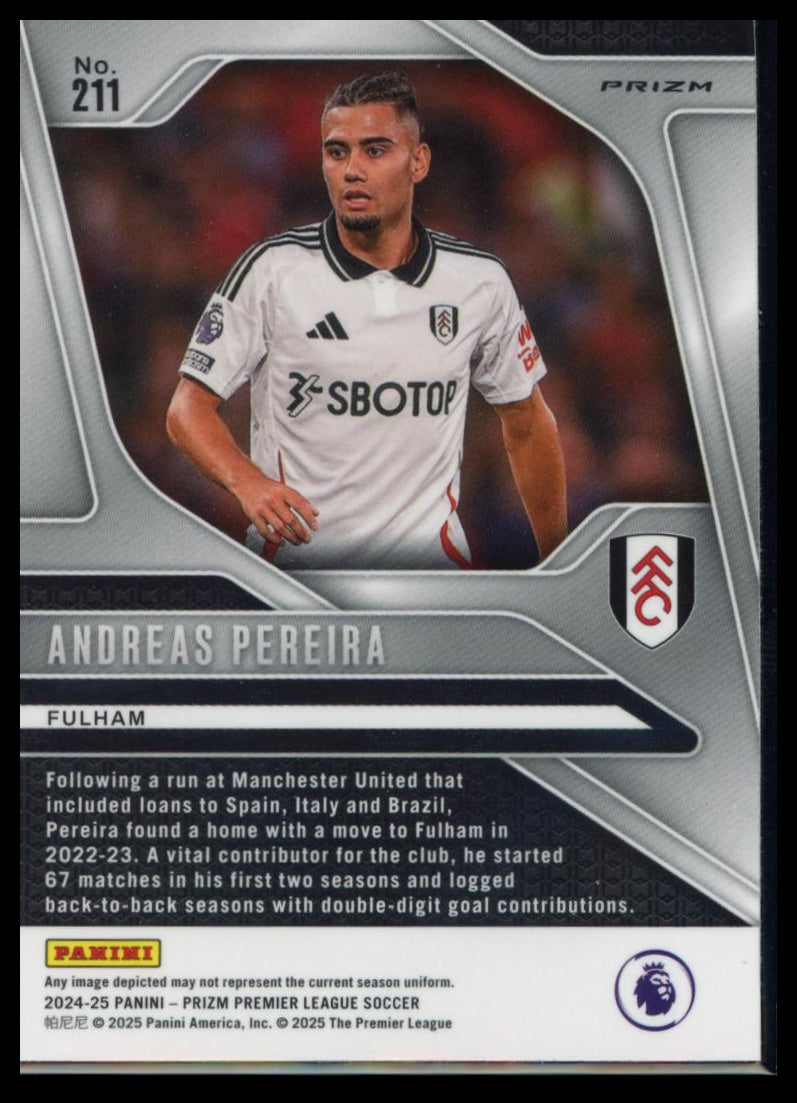 2024-25 Panini Prizm Premier League - Andreas Pereira #211 Silver Prizm