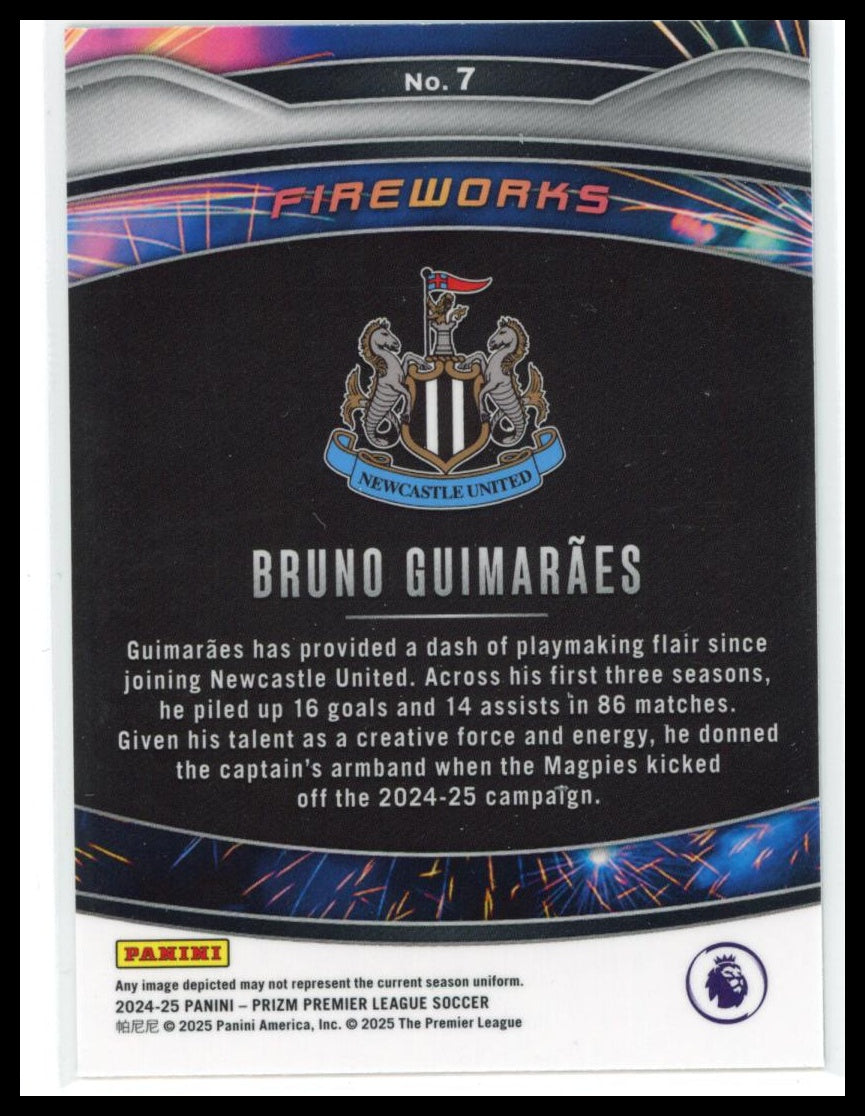 2024-25 Panini Prizm Premier League - Bruno Guimaraes #7 Fireworks Newcastle
