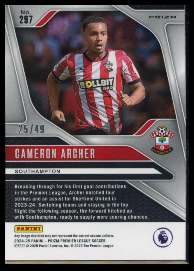 2024-25 Panini Prizm Premier League - Cameron Archer #297 Red Breakaway /49