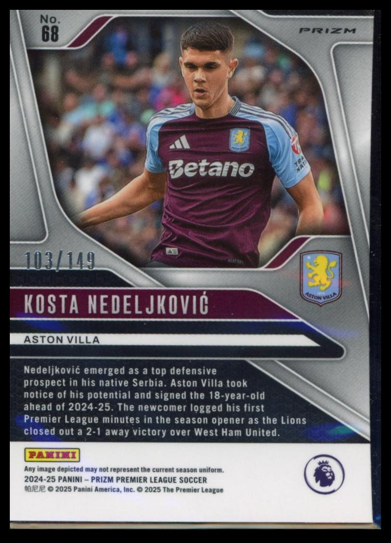 2024-25 Panini Prizm Premier League - Kosta Nedeljkovic #88 Pink Breakaway /149