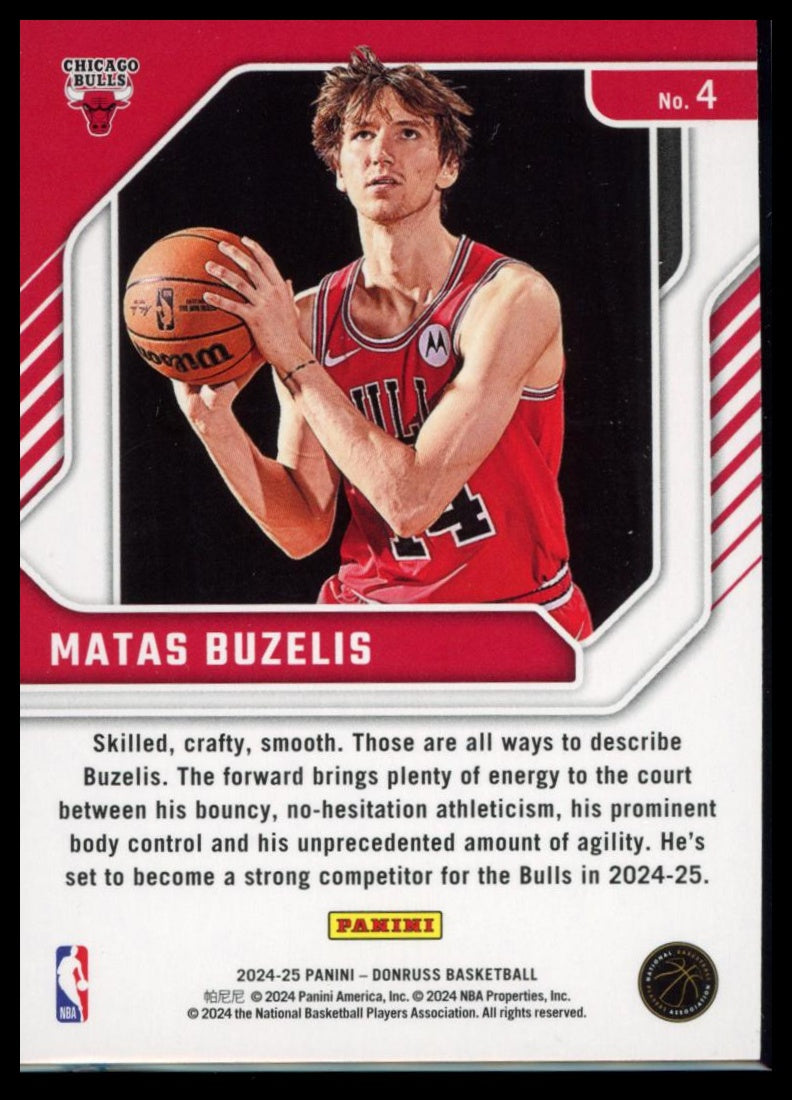 2024-25 Panini Donruss Basketball – Matas Buzelis #4 RC Franchise Featues Bulls